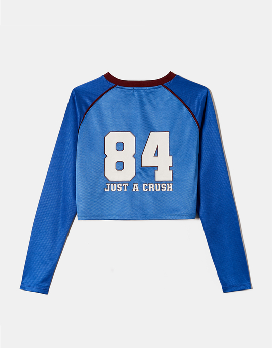 Blue Cropped Football T-Shirt | TALLY WEiJL
