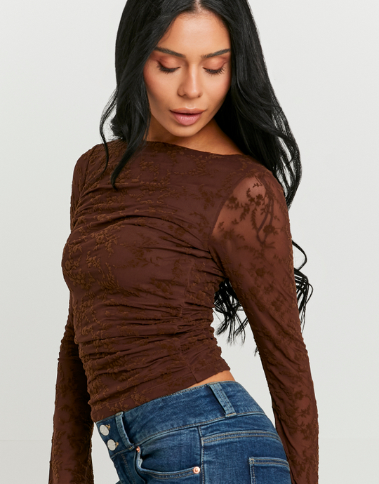 Braunes Top mit Blumenprint | TALLY WEiJL