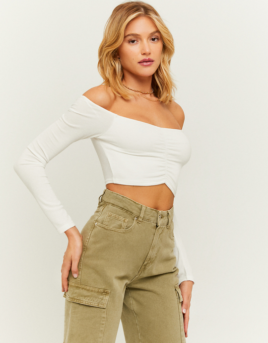 Weißes einfarbiges kurzes Top | TALLY WEiJL