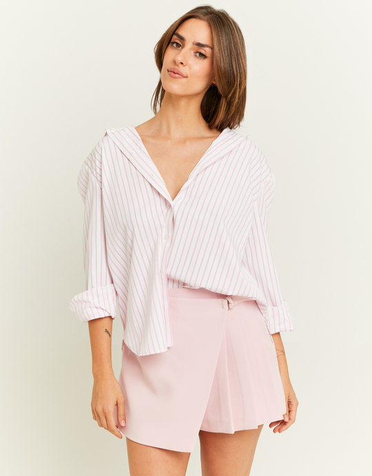 Chemise Blanche Oversize avec Rayures Roses | TALLY WEiJL