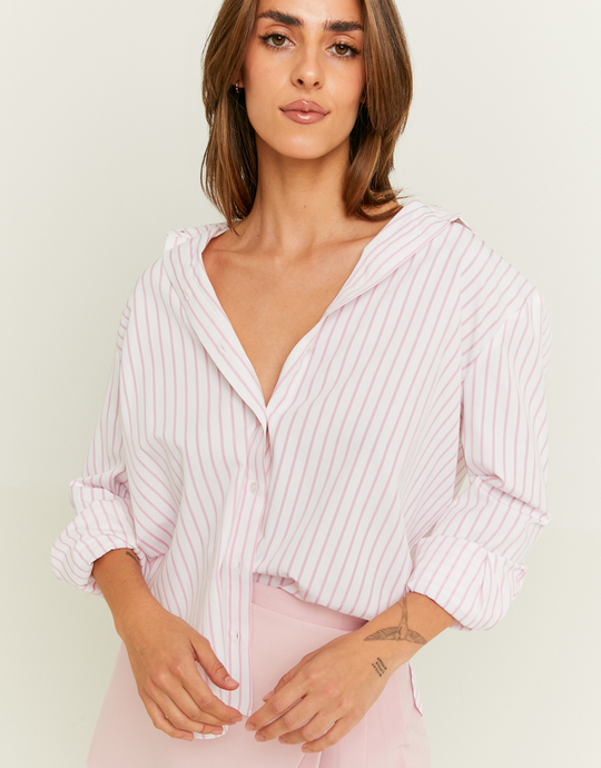 Chemise Blanche Oversize avec Rayures Roses | TALLY WEiJL