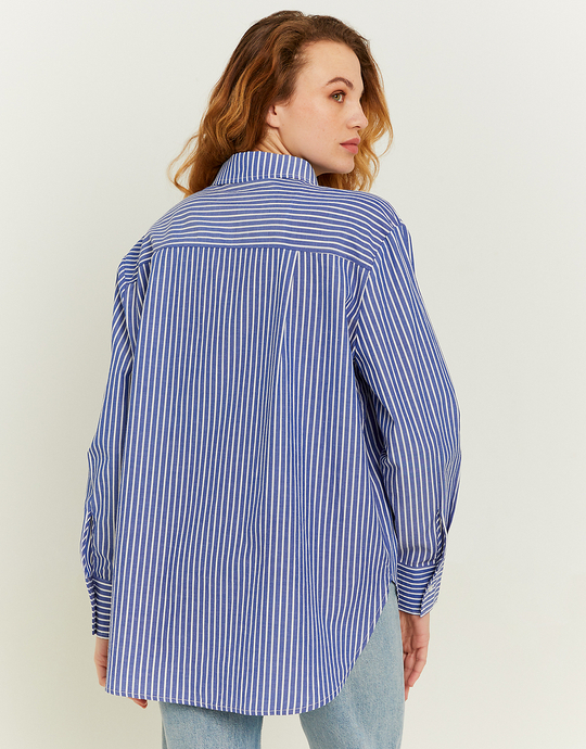 Blue Oversize Shirt with White Stripes | TALLY WEiJL