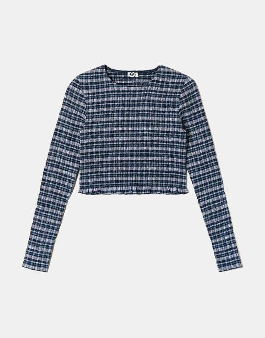 Blouse Vichy Bleue Froncée | TALLY WEiJL