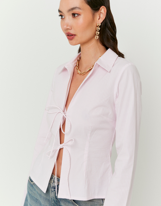 Chemise Rose Rayée à Nœuds | TALLY WEiJL