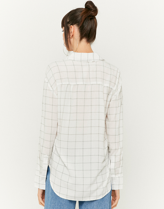 Chemise Longue à Carreaux Blanche | TALLY WEiJL