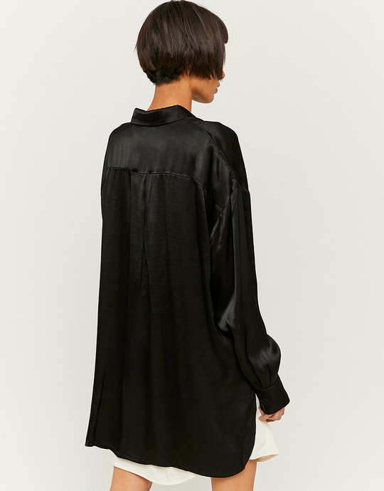 Chemise Satin Longue Noire | TALLY WEiJL