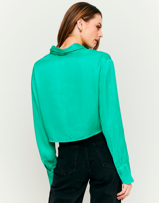 Grünes Cropped Hemd aus Satin | TALLY WEiJL