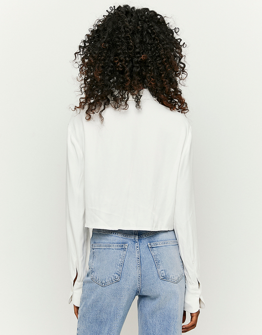White Satin Cropped Shirt | TALLY WEiJL