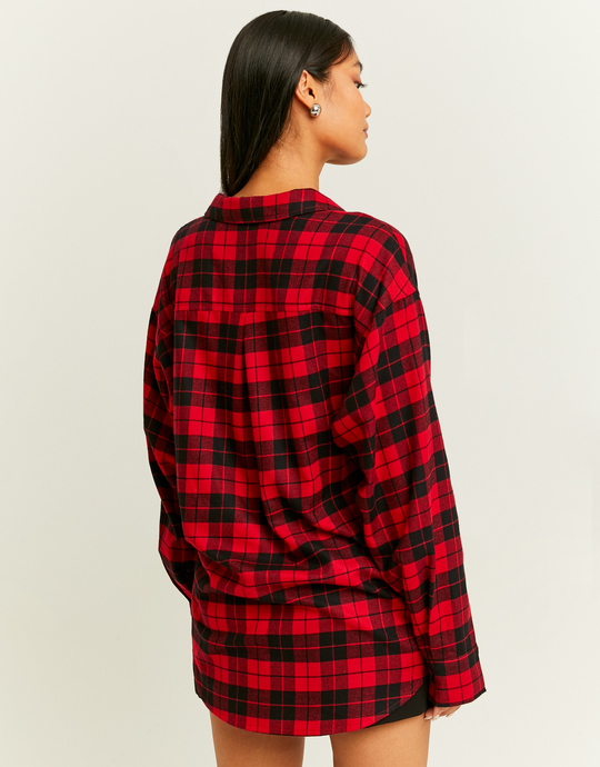 Red and Black Checkered Oversize Shirt | TALLY WEiJL