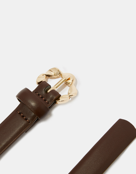TALLY WEiJL, Brown Belt With Golden Buckle for Women