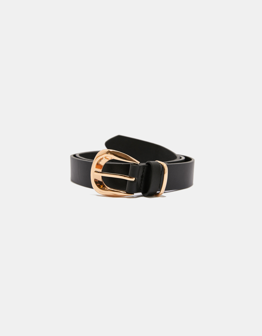 TALLY WEiJL, Black Belt with Golden Buckle for Women