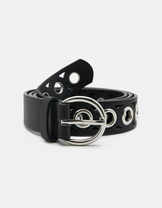 TALLY WEiJL, Black Eyelets Belt for Women