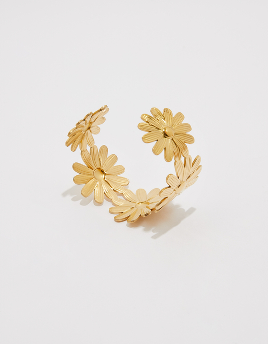 TALLY WEiJL, Golden Flower Cuff Bracelet for Women