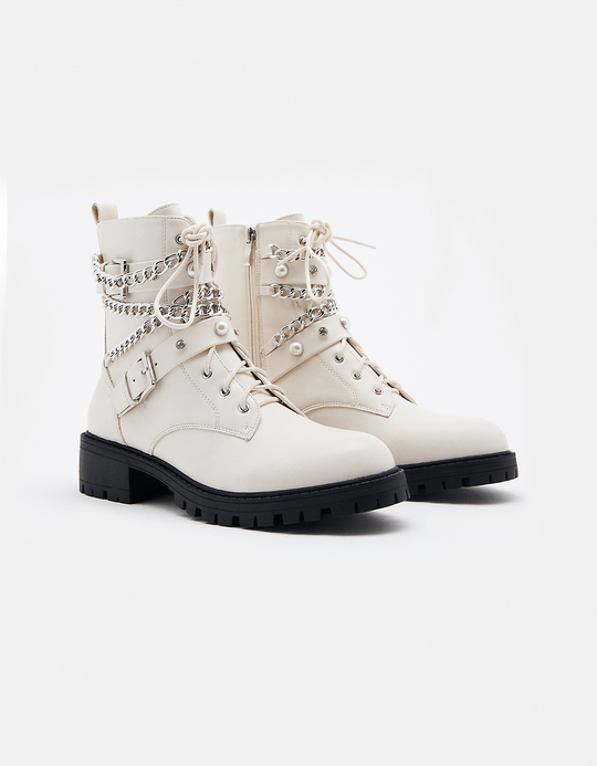 TALLY WEiJL, Bottines Blanches avec Chaîne for Women