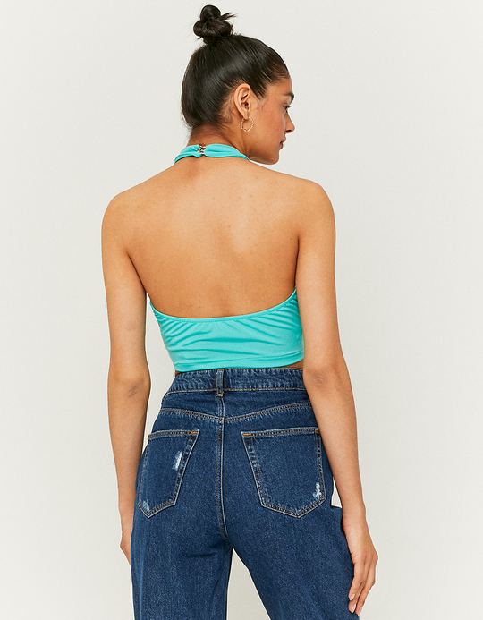 TALLY WEiJL, Blue Cut Out Halter Top for Women