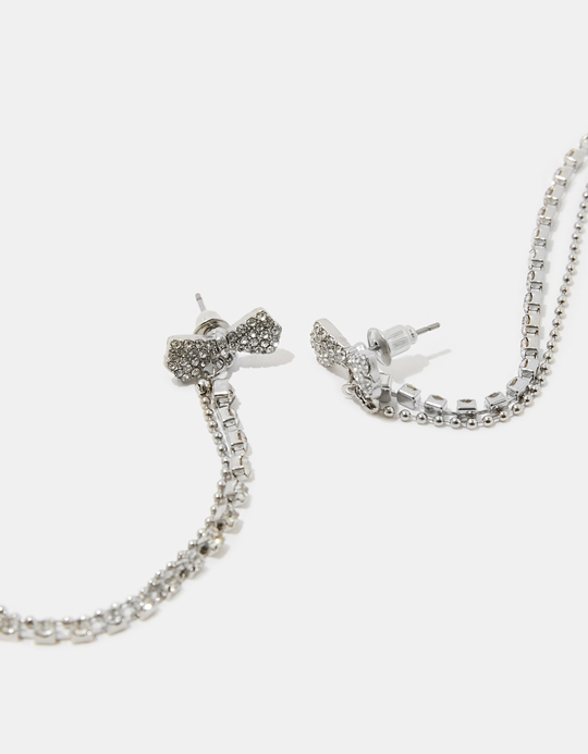 TALLY WEiJL, Bow-Shaped Earrings with Rhinestones for Women