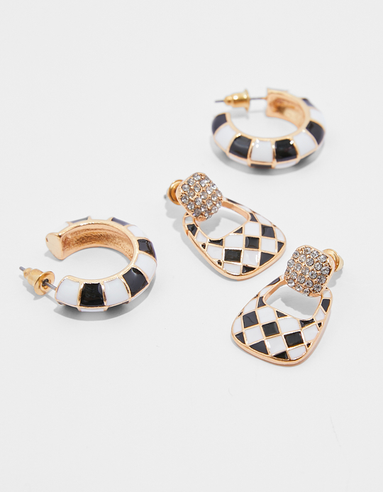 TALLY WEiJL, Set di 2 orecchini a cerchio effetto check for Women
