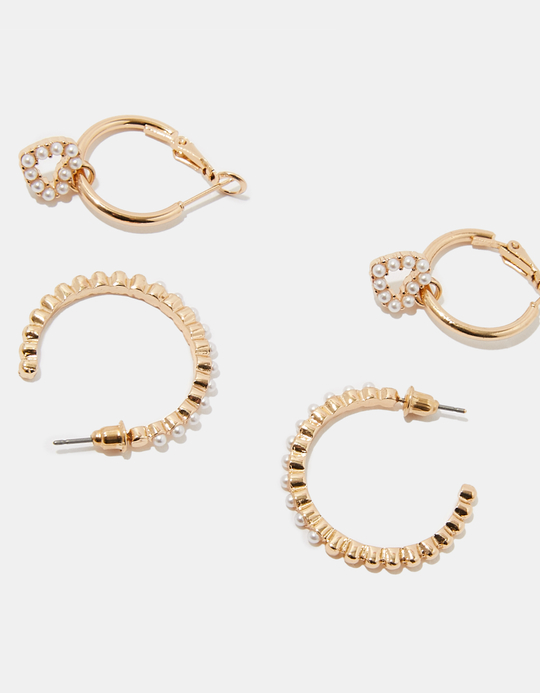 TALLY WEiJL, Golden Pearl Earring Set for Women