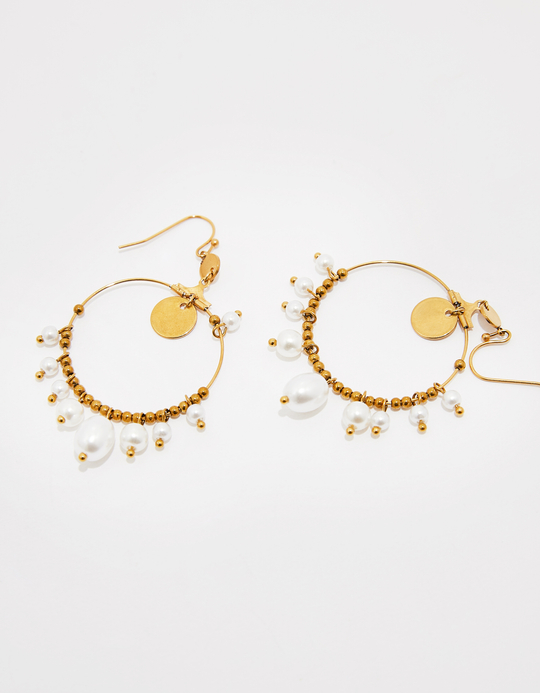 TALLY WEiJL, Pendant Hoops Earrings with Pearls for Women