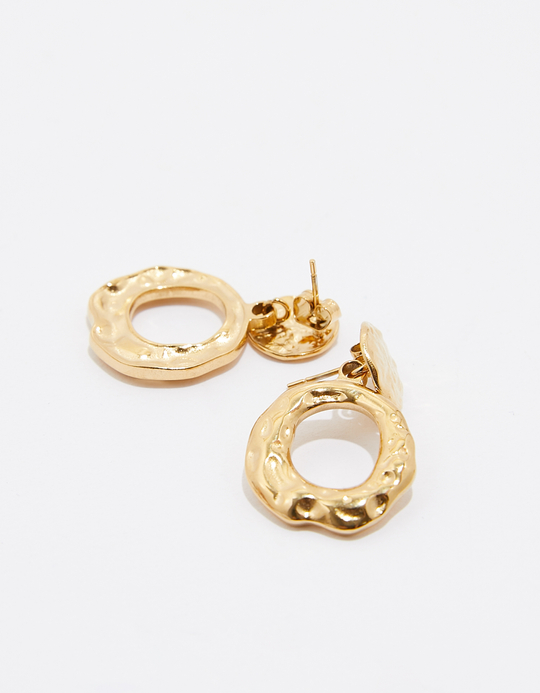 TALLY WEiJL, Golden Textured Hoops Earrings for Women