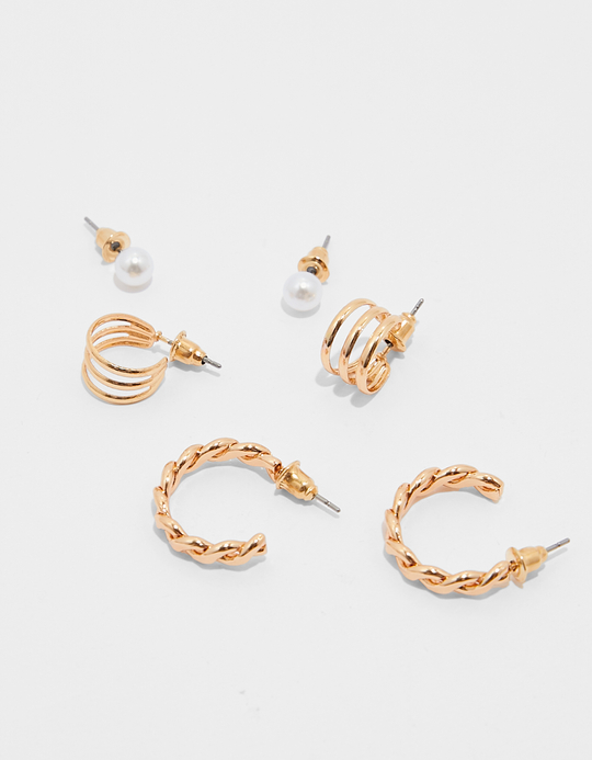 TALLY WEiJL, 3-er Set goldene Ohrringe for Women