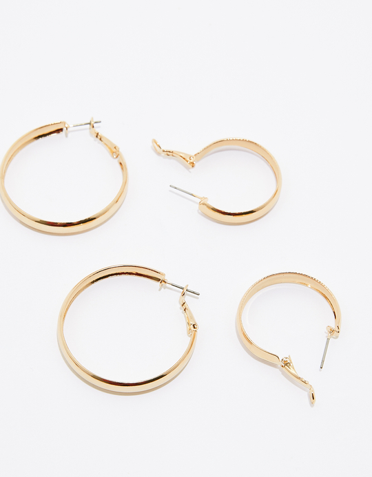 TALLY WEiJL, Set of 2 Golden Hoops Earrings for Women