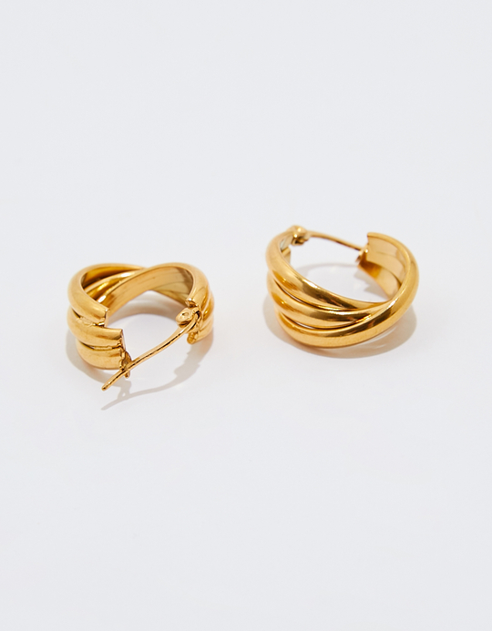 TALLY WEiJL, Golden Layered Hoops Earrings for Women