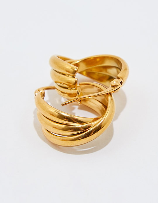 TALLY WEiJL, Golden Layered Hoops Earrings for Women