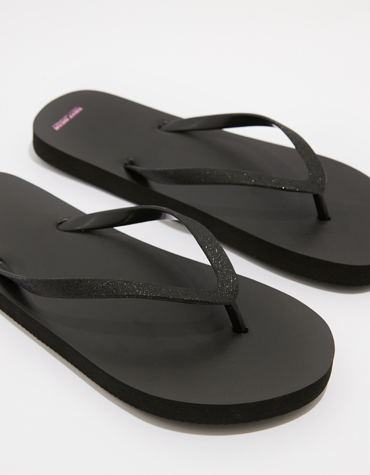 TALLY WEiJL, Black Flip Flops with Glitters for Women