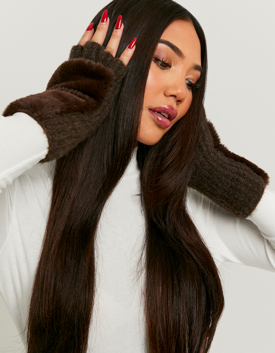TALLY WEiJL, Brown Fingerless Gloves for Women