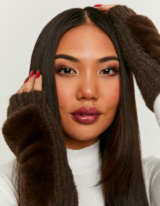TALLY WEiJL, Brown Fingerless Gloves for Women