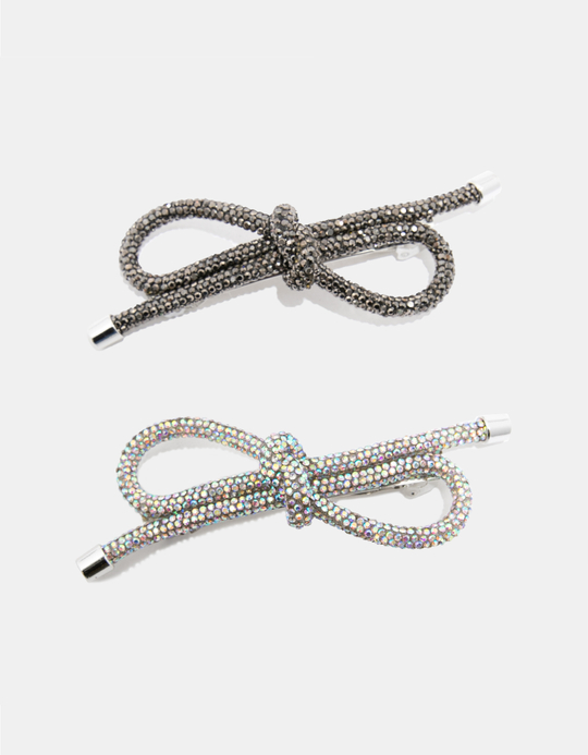 TALLY WEiJL, Pack of 2 Strass Bows Hair Clips for Women