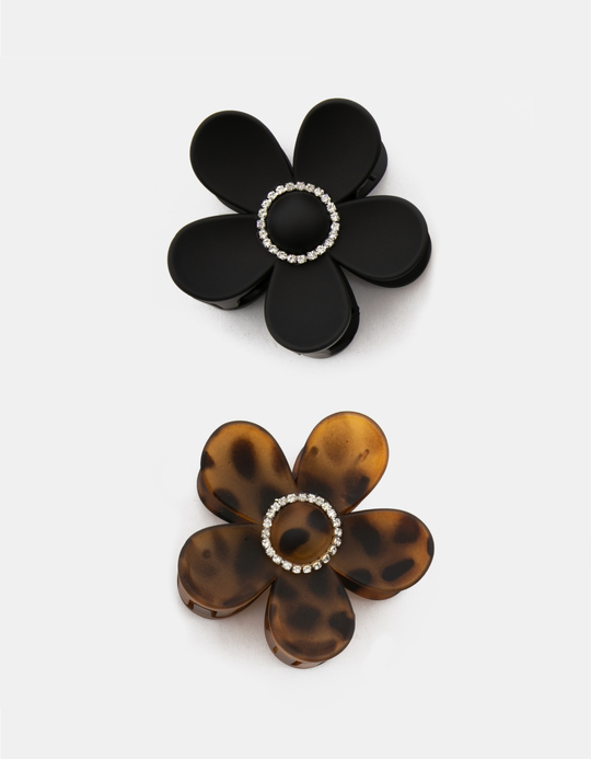 TALLY WEiJL, Lot de 2 Pinces à Cheveux Fleur Imprimé Léopard for Women