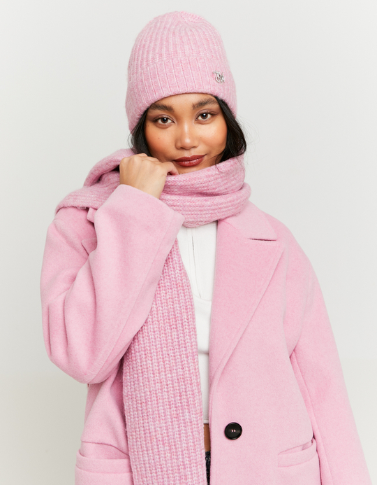 TALLY WEiJL, Pinker Strick Beanie mit Strass Logo for Women