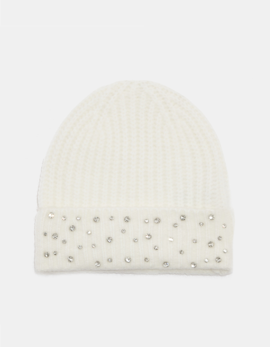 TALLY WEiJL, Bonnet Blanc en Maille avec Strass for Women