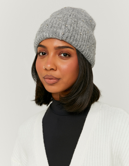 TALLY WEiJL, Grey Beanie with Rhinestones for Women