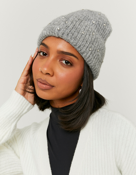 TALLY WEiJL, Graues Beanie mit Strass for Women