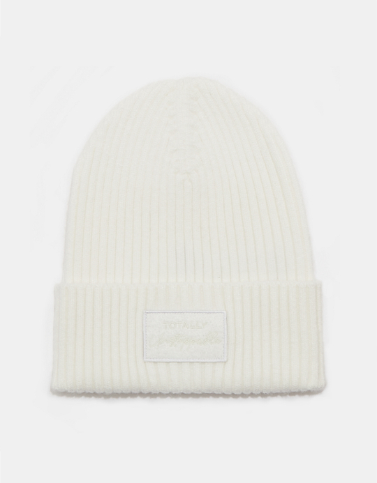 TALLY WEiJL, White Ribbed Beanie for Women