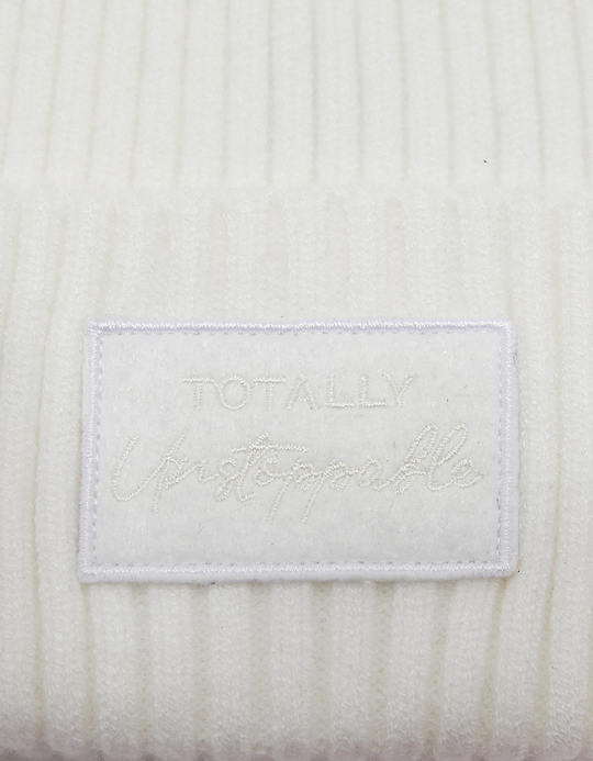 TALLY WEiJL, White Ribbed Beanie for Women