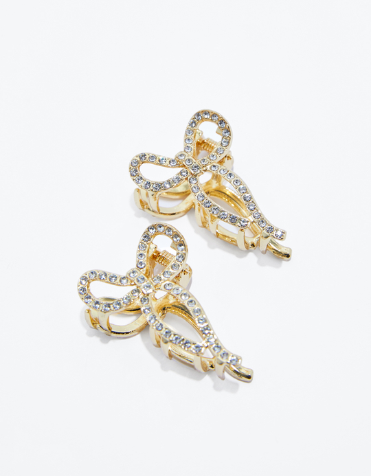 TALLY WEiJL, Pack of 2 Bows Hair Clips with Strass for Women