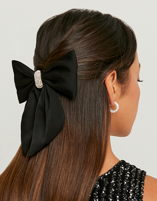 TALLY WEiJL, Black Hair Bow With Rhinestones for Women