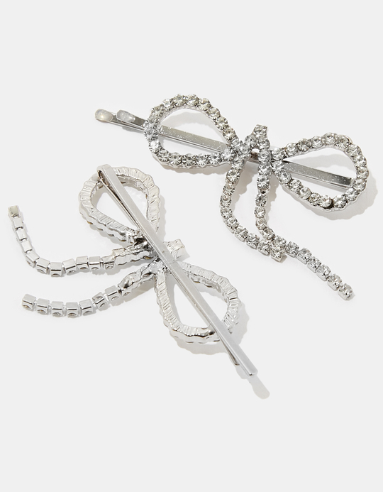TALLY WEiJL, Set of 2 Bow-Shaped Hair Pins with Rhinestones for Women