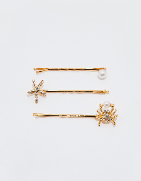 TALLY WEiJL, Lot de 3 Barrettes à Cheveux Dorées for Women
