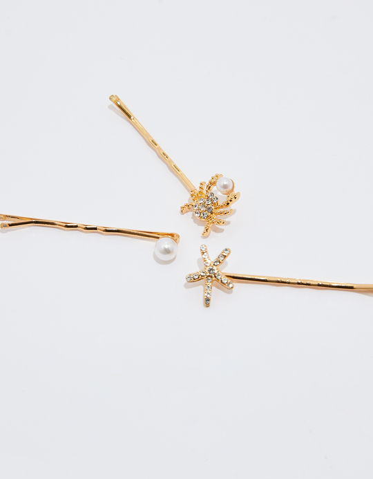 TALLY WEiJL, Lot de 3 Barrettes à Cheveux Dorées for Women