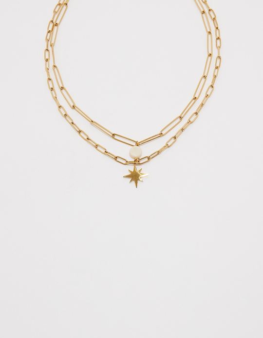 TALLY WEiJL, Golden Double Necklace with Pendant for Women