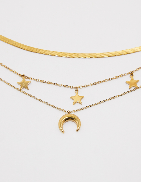 TALLY WEiJL, Pack of 3 Necklace with Moon and Stars for Women