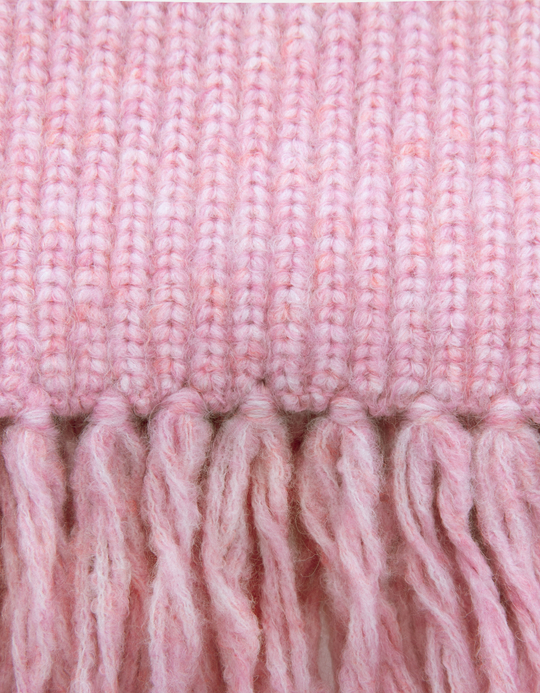 TALLY WEiJL, Pink Knitted Scarf with Fringes for Women
