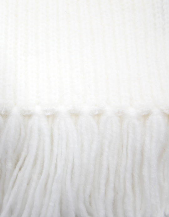 TALLY WEiJL, White Knitted Scarf with Fringes for Women