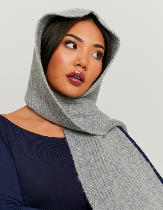 TALLY WEiJL, Grey Hooded Scarf for Women