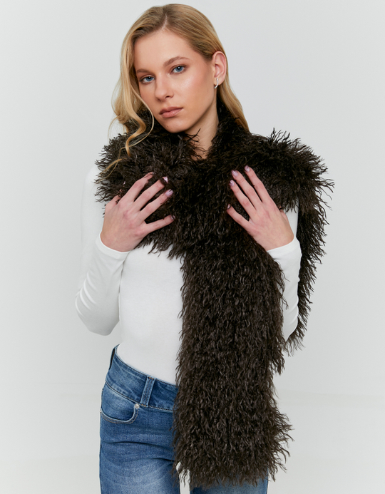 TALLY WEiJL, Brown Faux Fur Scarf for Women